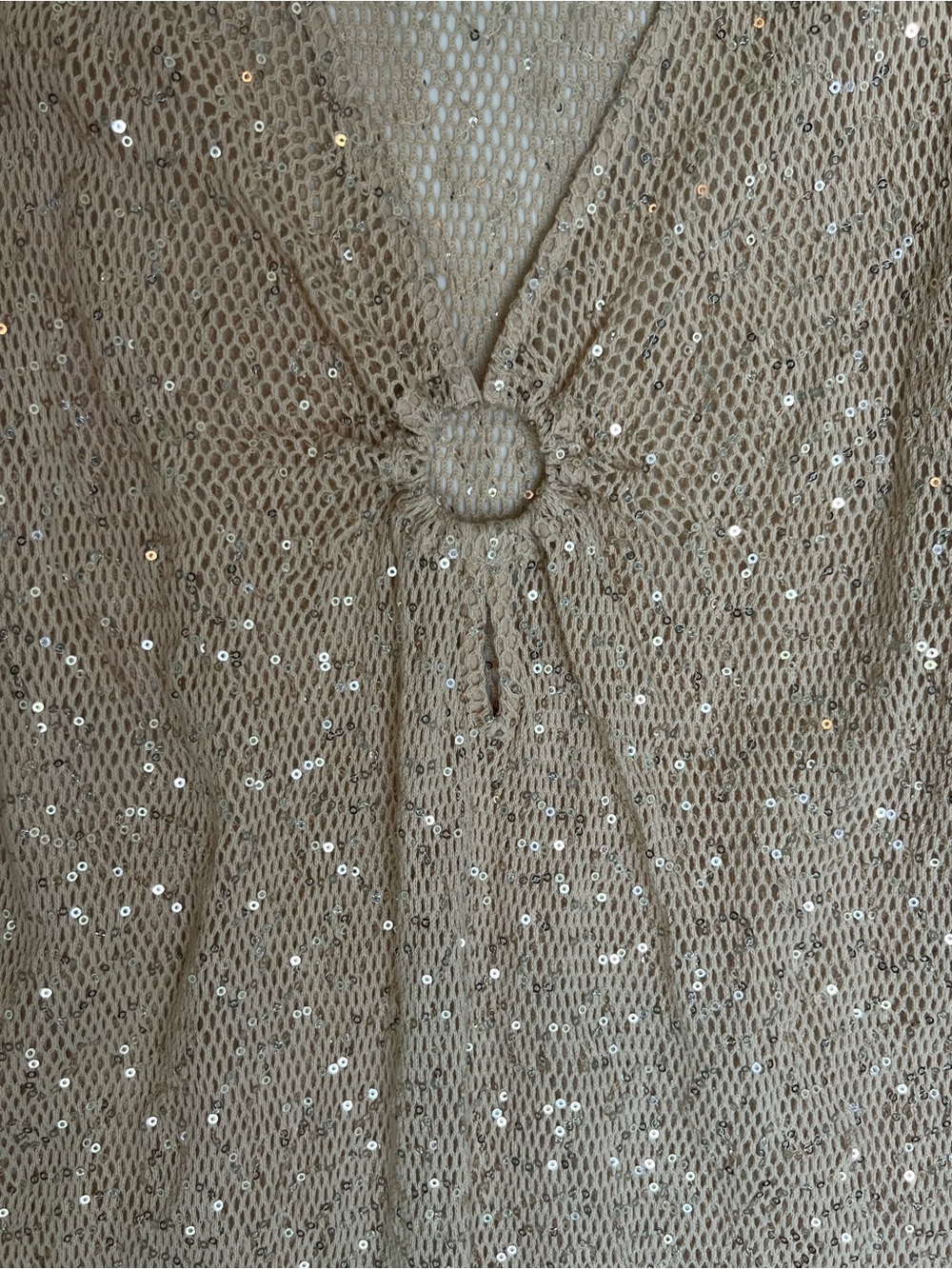 House of Harlow 1960 Gold Sequin Knit Cover Up Mini Dress XS Festival Beach - Picture 4 of 7